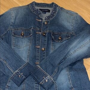 Bandolino Blue Denim Jacket with Beaded Detail
